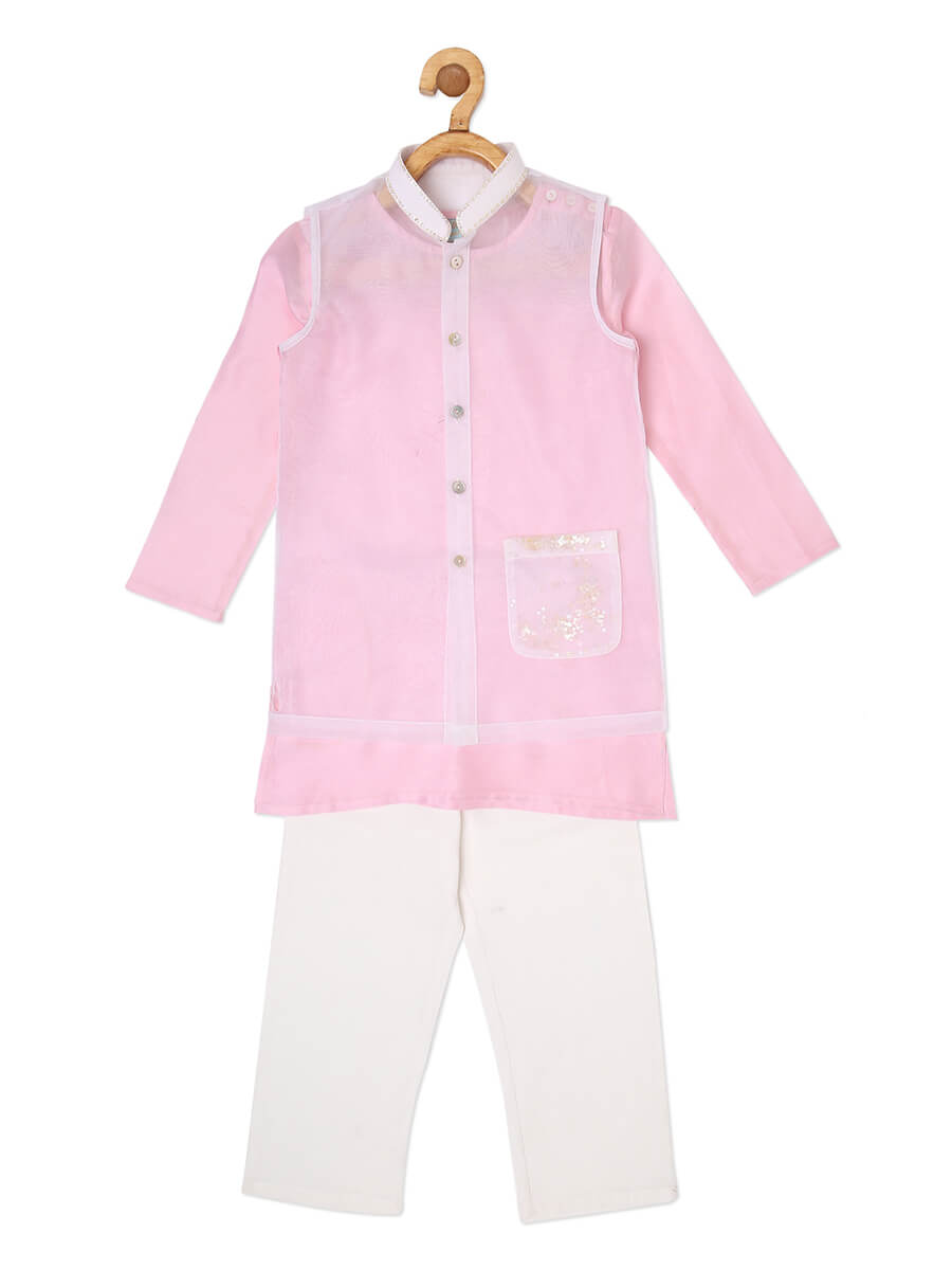 BUBBLE PINK KURTA PYJAMA WITH PEE A BOO BANDI