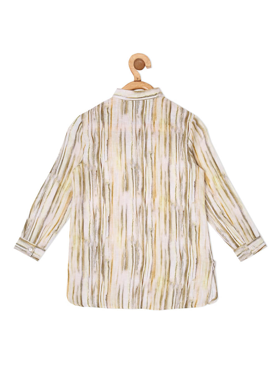 STRIPES LINEN SHIRT KURTA SET