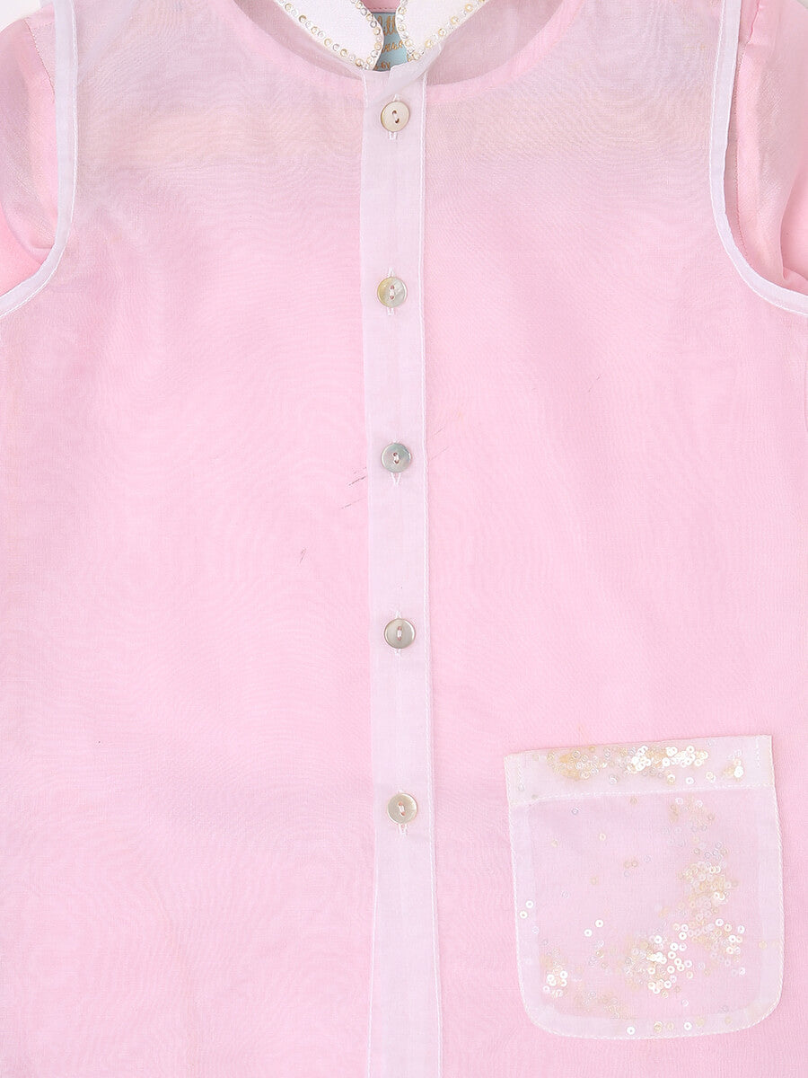 BUBBLE PINK KURTA PYJAMA WITH PEE A BOO BANDI