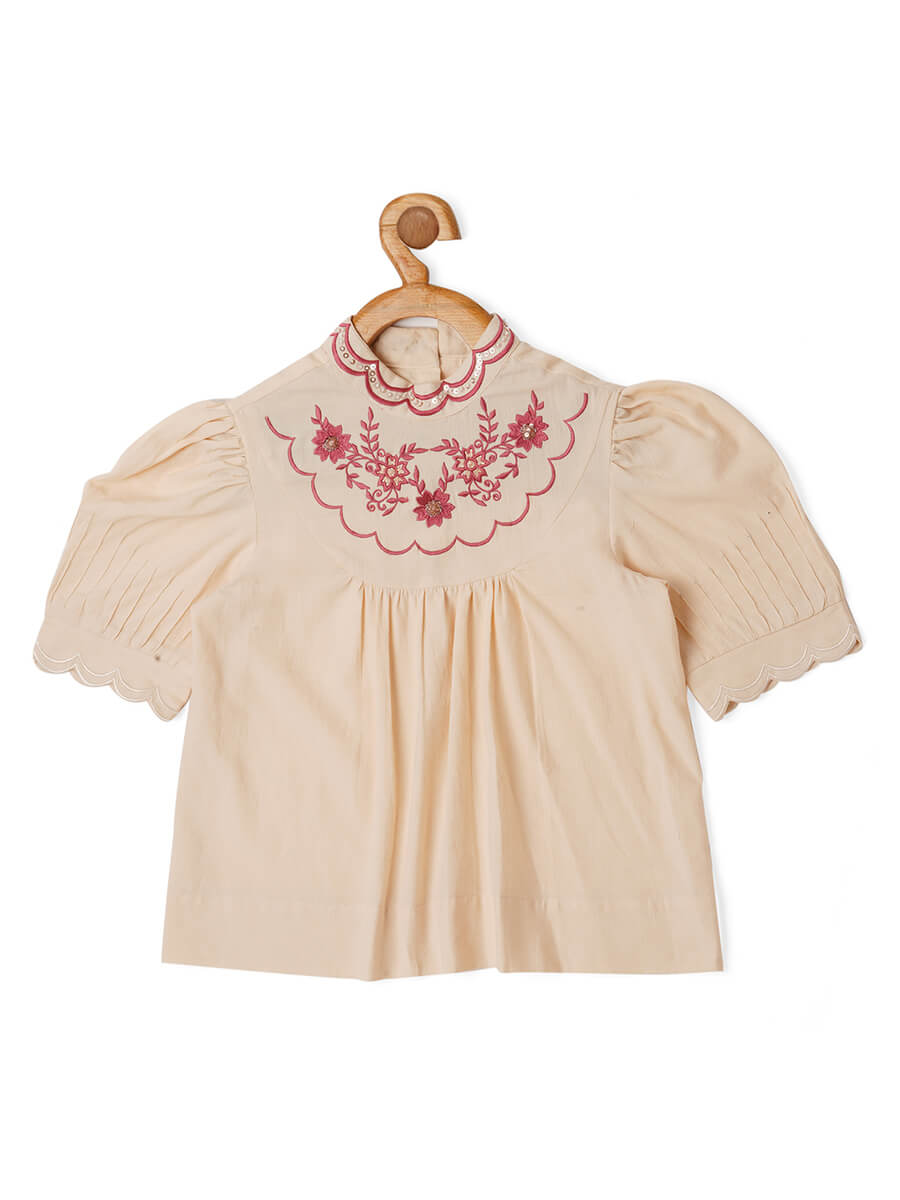 EMBROIDERED YOKE BOHO TOP