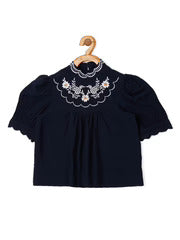 EMBROIDERED YOKE BOHO TOP