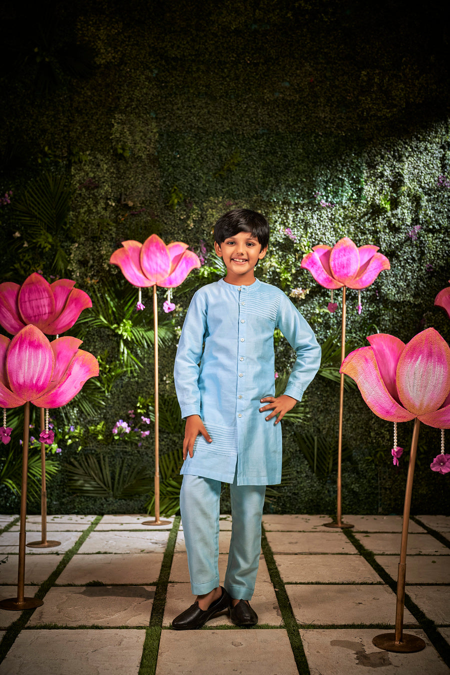 BLUE DAISY KURTA PYJAMA BANDI SET